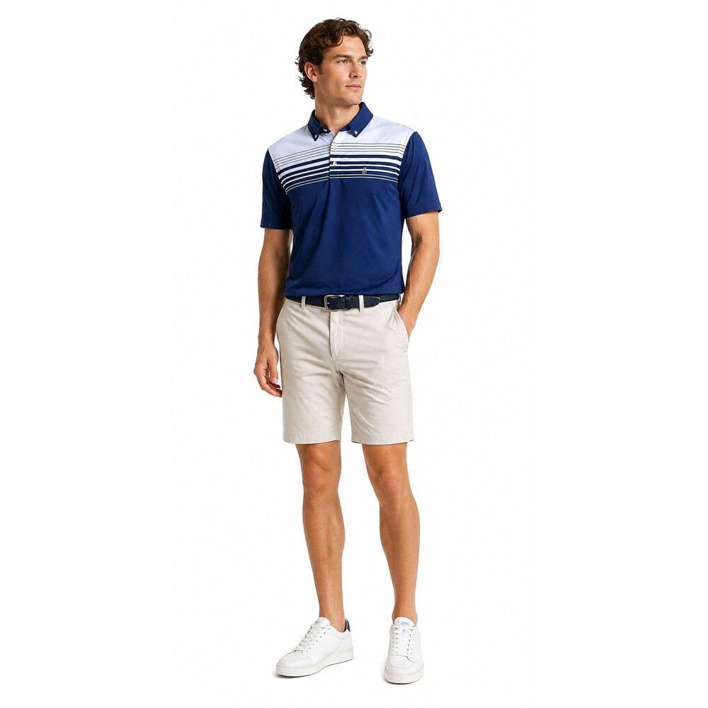 Peter Millar Blue Striped Performance Polo Shirt Size Medium